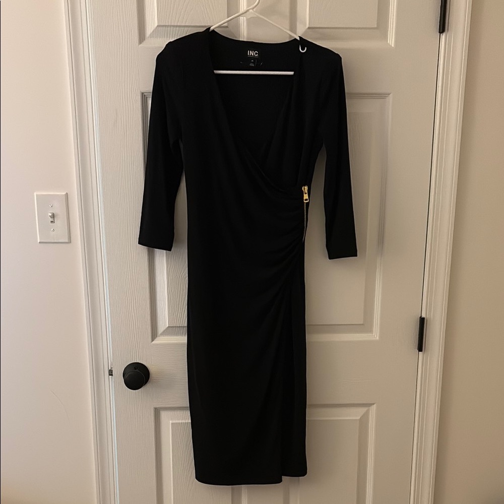 INC International Concepts Women's Black Wrap Dress